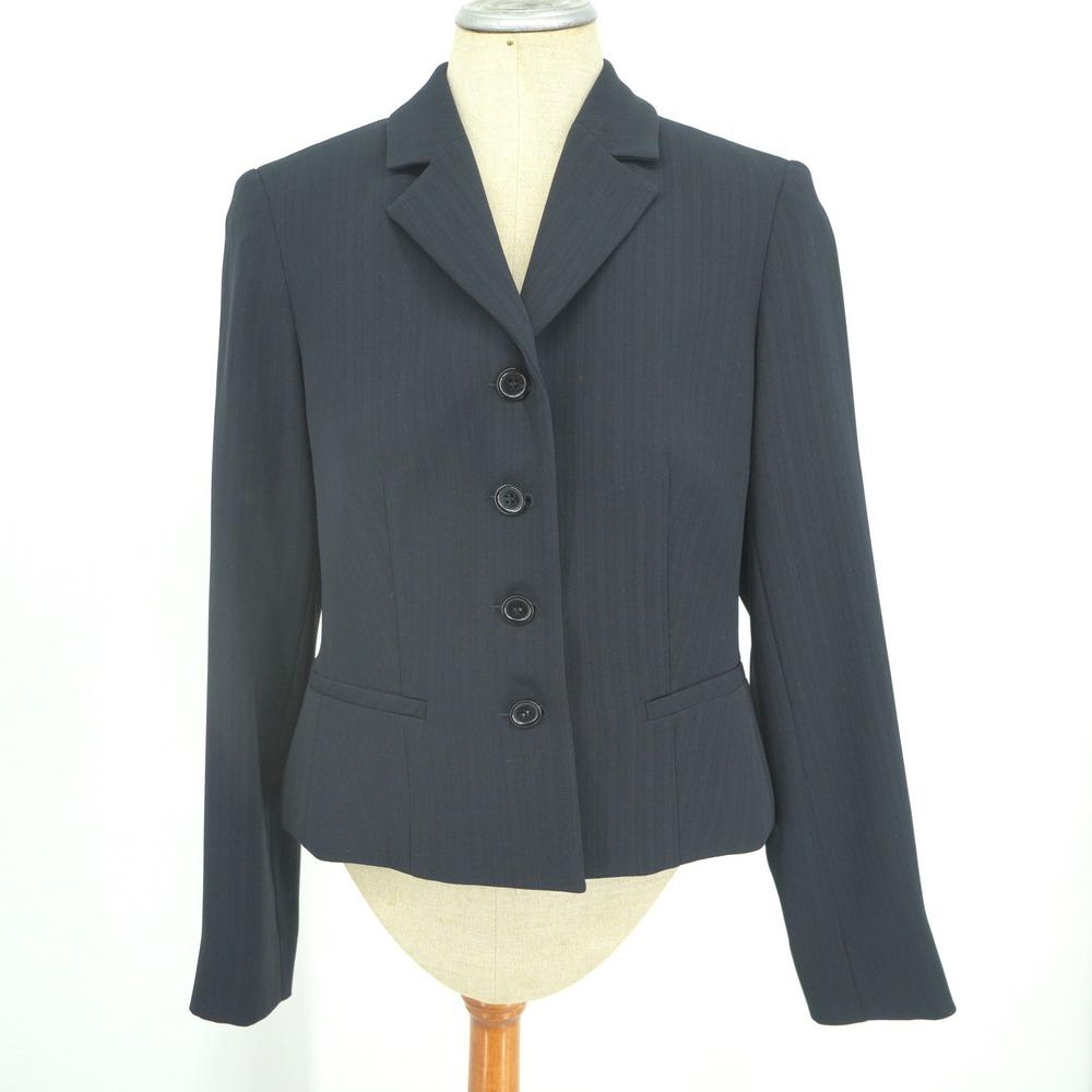 Louben Blazer Womens 8 Black Pinstripe 4-Button Tailored Career‎ Professional